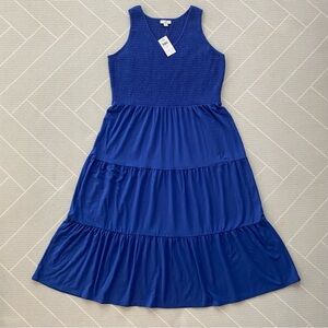 NWT)J.jill Smocked Tiered Midi Dress Women’s Size M